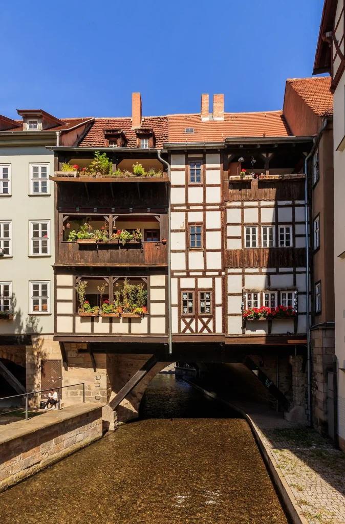 Casas históricas de la Krämerbrücke en Erfurt