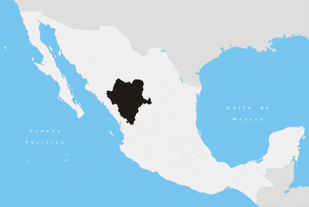 Mapa de ubicación del estado de Durango en México
