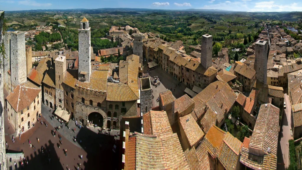 Panorámica de San Gimignano y la Toscana desde la Torre Grossa