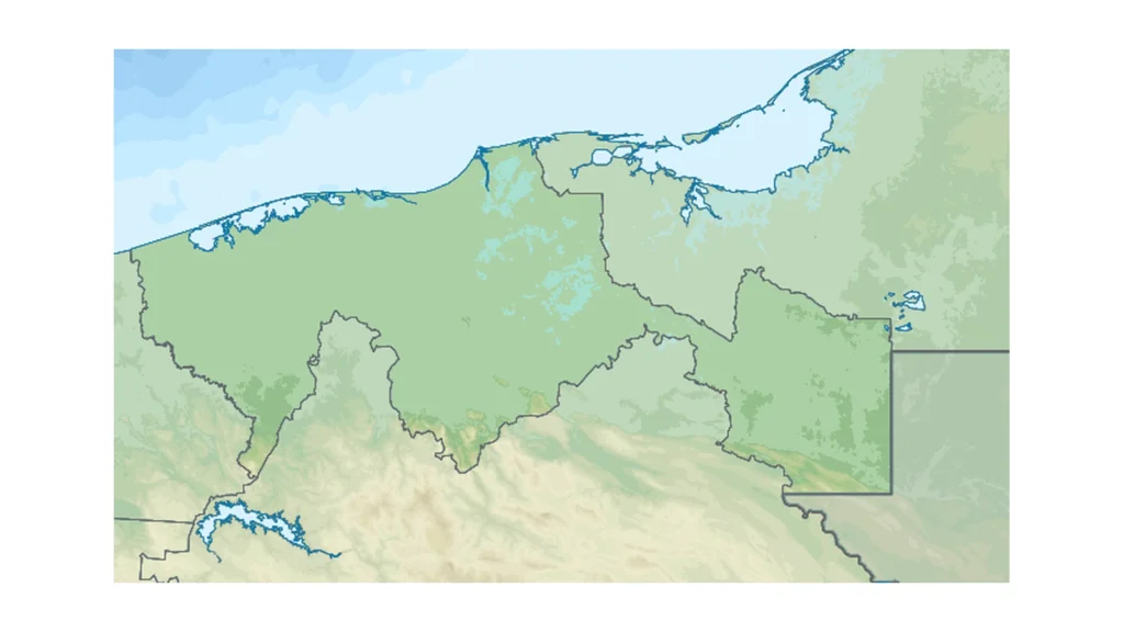 Mapa topográfico de ubicación del estado de Tabasco en México