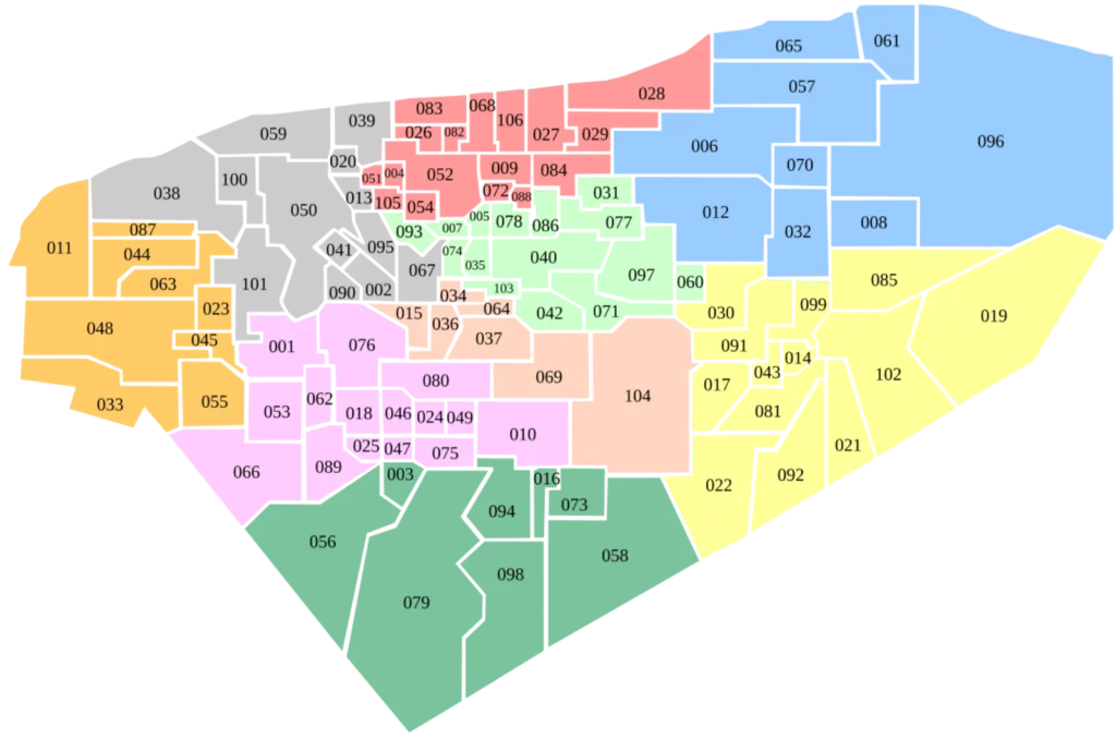 Mapa de municipios y regiones del estado de Yucatán